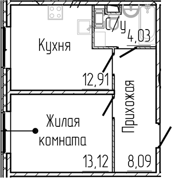 Планировка — SERTOLOVO PARK, 1-комн., 38 м²