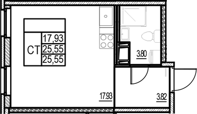 Планировка — ID Murino III, Студия, 26 м²