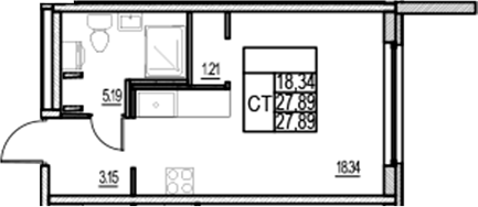 Планировка — ID Murino III, Студия, 28 м²