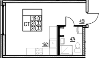 Планировка — ID Murino III, Студия, 28 м²