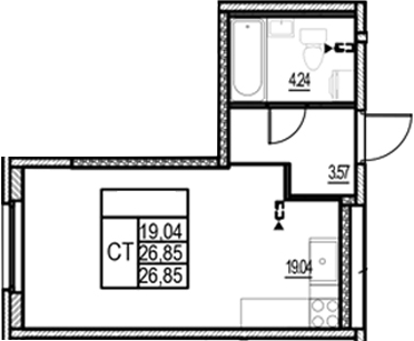 Планировка — ID Murino III, Студия, 27 м²