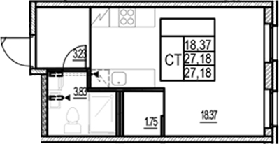 Планировка — ID Murino III, Студия, 27 м²