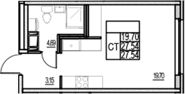 Планировка — ID Murino III, Студия, 28 м²