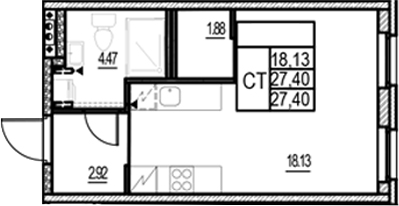 Планировка — ID Murino III, Студия, 27 м²