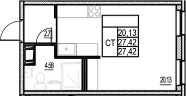 Планировка — ID Murino III, Студия, 27 м²