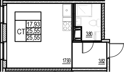 Планировка — ID Murino III, Студия, 26 м²
