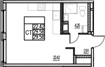 Планировка — ID Murino III, Студия, 30 м²