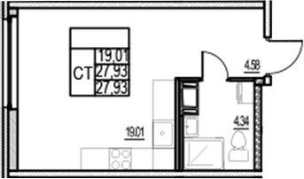 Планировка — ID Murino III, Студия, 28 м²