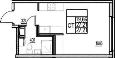 Планировка — ID Murino III, Студия, 27 м²