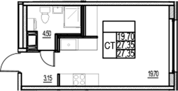 Планировка — ID Murino III, Студия, 27 м²
