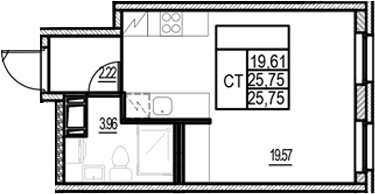 Планировка — ID Murino III, Студия, 26 м²