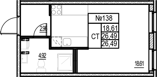 Планировка — ID Murino III, Студия, 26 м²