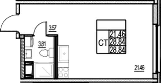 Планировка — ID Murino III, Студия, 29 м²
