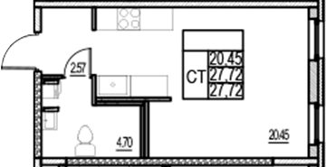 Планировка — ID Murino III, Студия, 28 м²