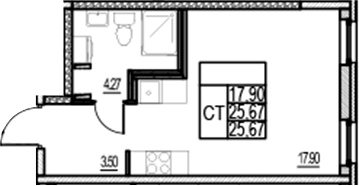 Планировка — ID Murino III, Студия, 26 м²