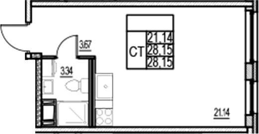 Планировка — ID Murino III, Студия, 28 м²