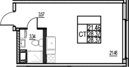 Планировка — ID Murino III, Студия, 28 м²