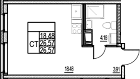 Планировка — ID Murino III, Студия, 27 м²