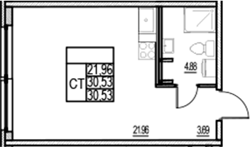 Планировка — ID Murino III, Студия, 31 м²