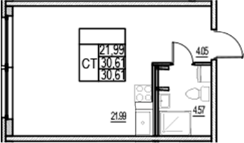 Планировка — ID Murino III, Студия, 31 м²