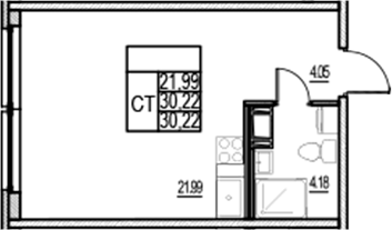 Планировка — ID Murino III, Студия, 30 м²