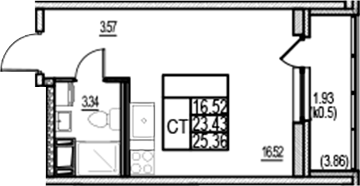 Планировка — ID Murino III, Студия, 23 м²