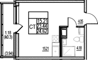 Планировка — ID Murino III, Студия, 23 м²
