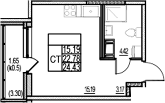 Планировка — ID Murino III, Студия, 23 м²