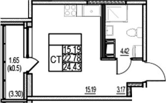 Планировка — ID Murino III, Студия, 23 м²