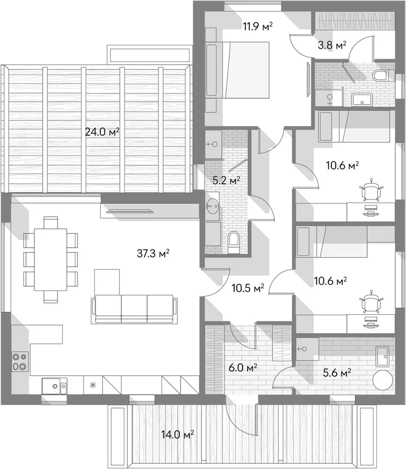 Планировка — Коттеджный поселок Негород Заневский, 3-комн., 85 м²