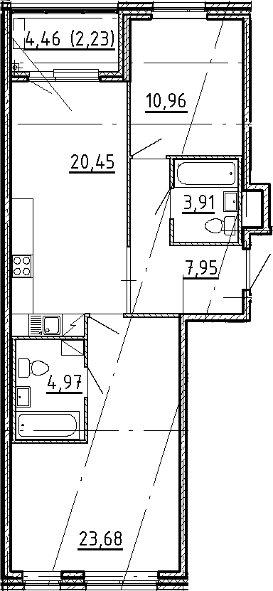 Планировка — Новгородская 8, 3-комн., 72 м²
