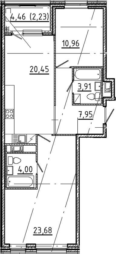 Планировка — Новгородская 8, 3-комн., 71 м²