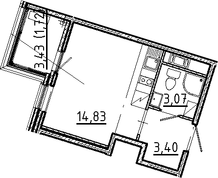 Планировка — Новгородская 8, Студия, 21 м²