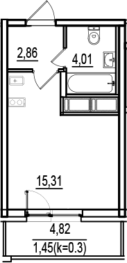 Планировка — ИСКРА-Сити, Студия, 22 м²