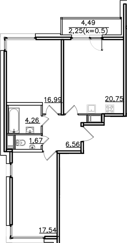 Планировка — ИСКРА-Сити, 3-комн., 68 м²