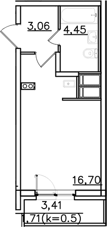 Планировка — ИСКРА-Сити, Студия, 24 м²