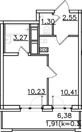 Планировка — ИСКРА-Сити, 1-комн., 28 м²