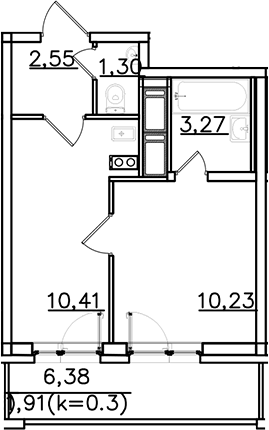 Планировка — ИСКРА-Сити, 1-комн., 28 м²