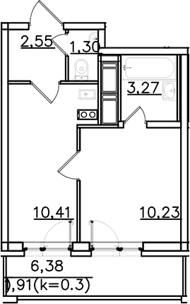 Планировка — ИСКРА-Сити, 1-комн., 28 м²