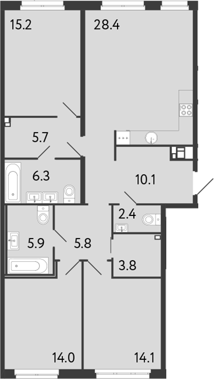 Планировка — Визионер, 4-комн., 112 м²