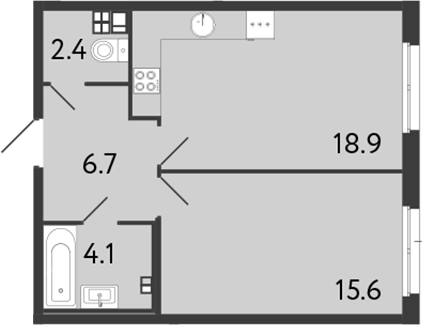 Планировка — Визионер, 2-комн., 48 м²