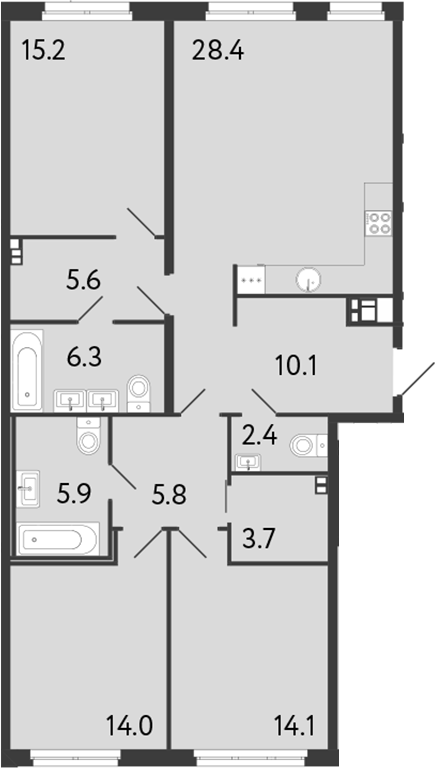 Планировка — Визионер, 4-комн., 112 м²