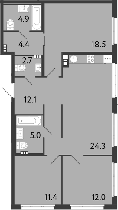 Планировка — Визионер, 4-комн., 95 м²
