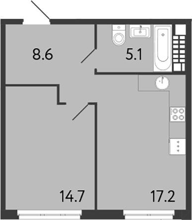 Планировка — Визионер, 2-комн., 46 м²