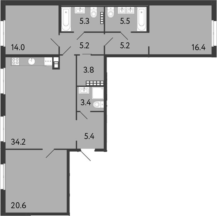 Планировка — Визионер, 4-комн., 119 м²