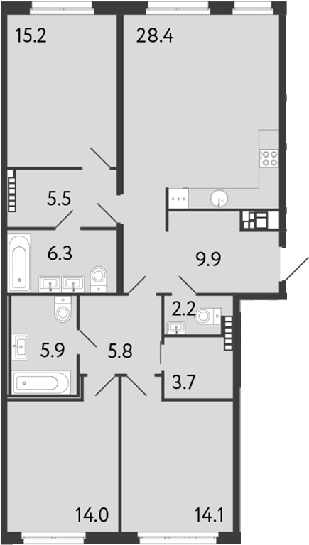 Планировка — Визионер, 4-комн., 111 м²
