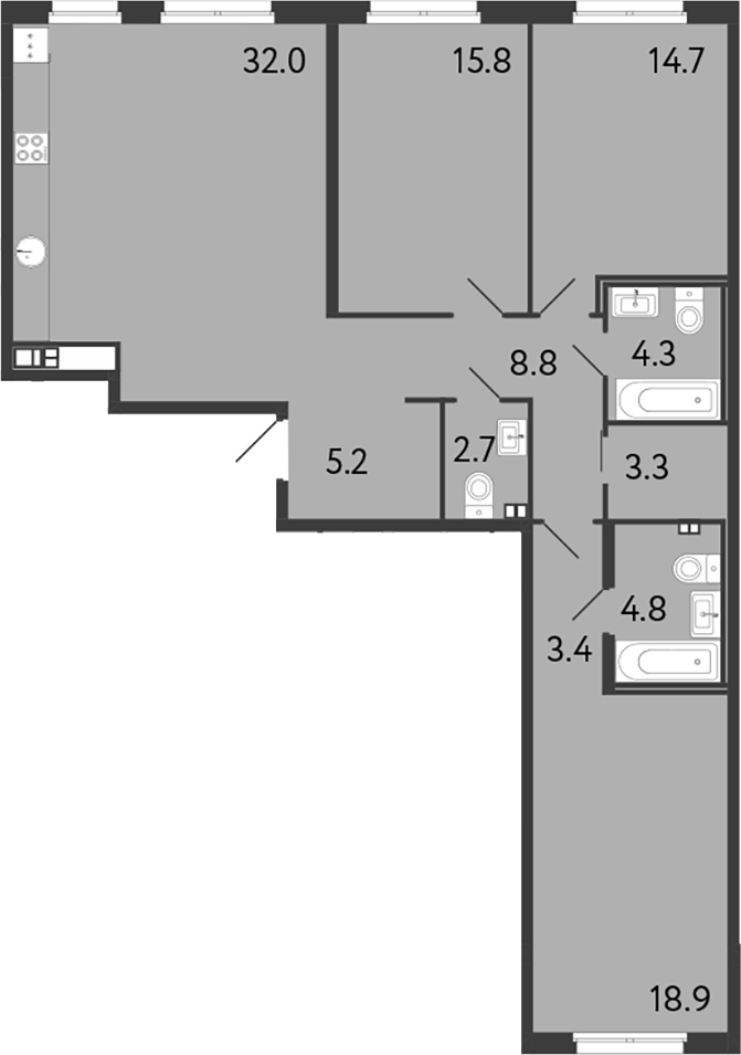 Планировка — Визионер, 4-комн., 114 м²