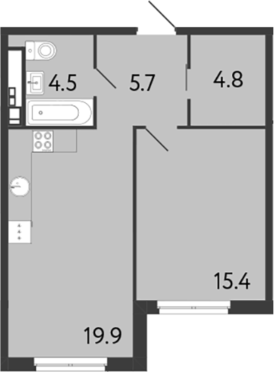 Планировка — Визионер, 2-комн., 50 м²
