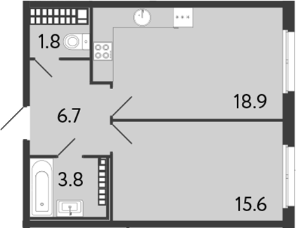 Планировка — Визионер, 2-комн., 47 м²