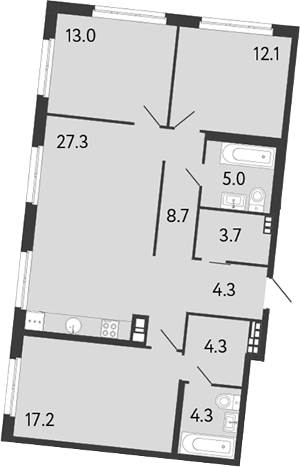 Планировка — Визионер, 4-комн., 100 м²